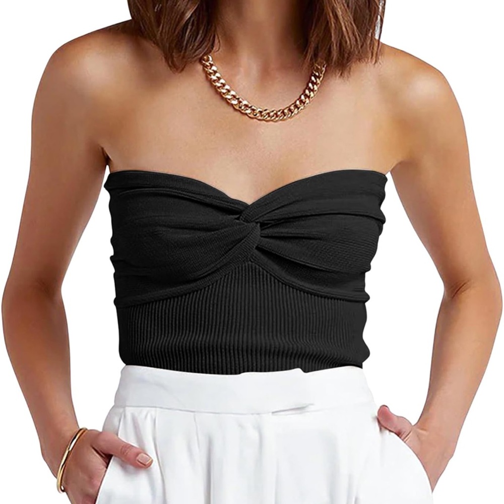 Elegant Black Twist Front Crop Top